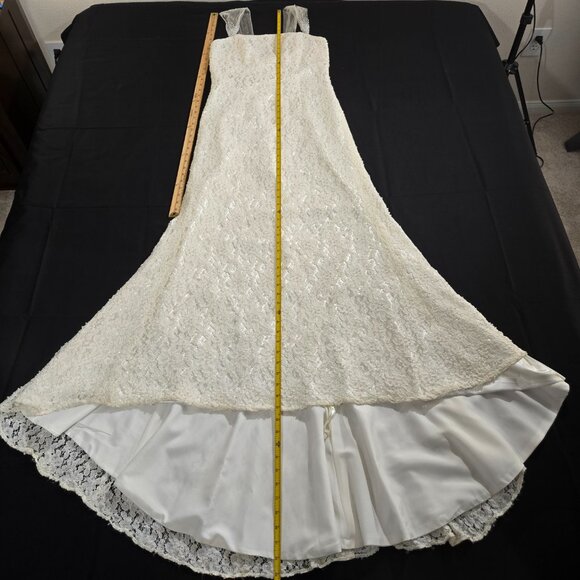 GALINA "Your Fairy Big Day" IVORY Empire Waist Beaded Lace Wedding Dress Size 12 - Picture 16 of 17
